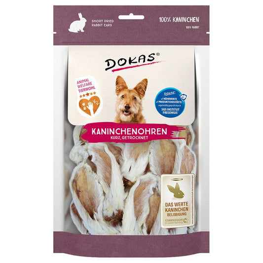 Kausnack - Dokas Dog Snack Kaninchenohren mit Fell, getr., 100g