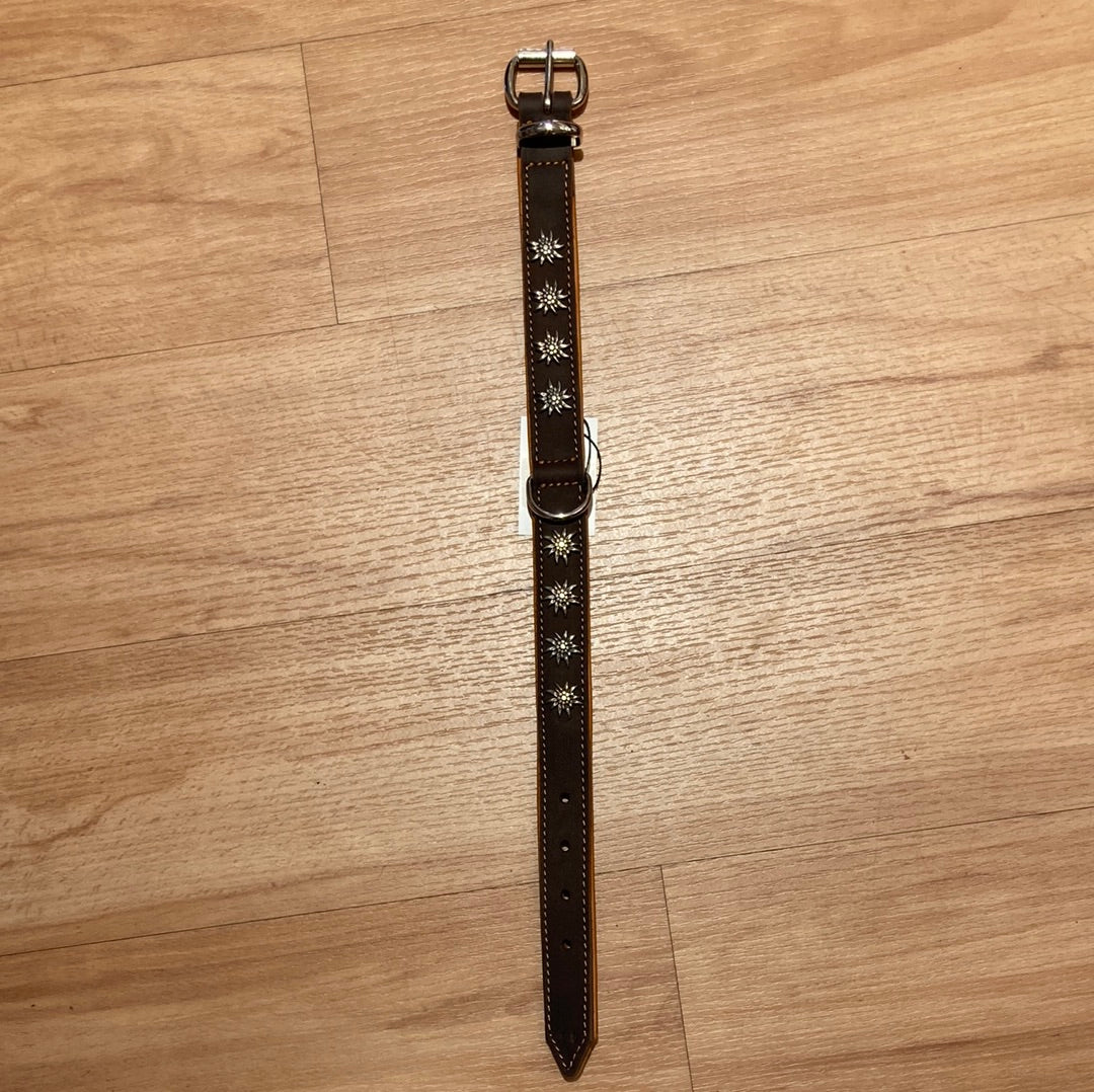 Junior Hundebedarf "Halsband ""Kairo"" mit Edelweiß 30mm/50cm-braun"