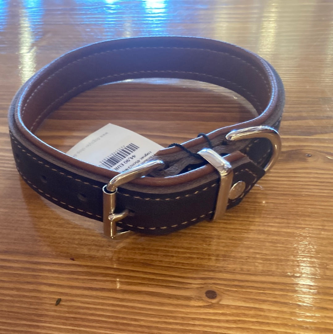 Maul Ledermanufaktur Halsband Klassik Premium Soft braun-cognac  45cm/24mm silberfarben