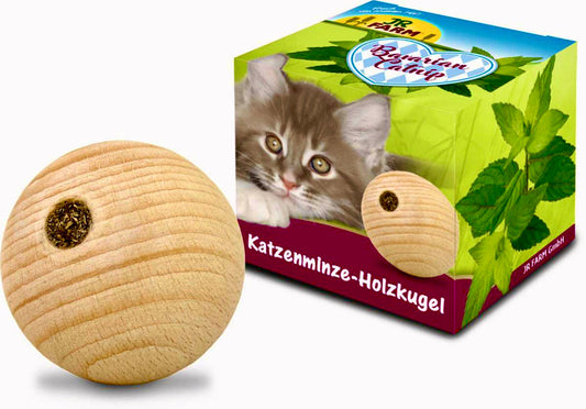 Katzenminze gefüllt, Holzkugel, Kugel, Katzenspielsachen, Katzenspielzeuge, Spielzeug 