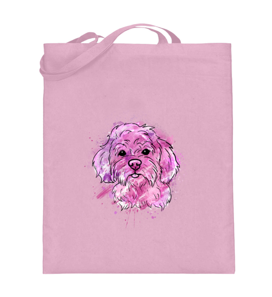 Jutebeutel bedruckt, süßer Hund in Pastellfarben, Jutebeutel rosa